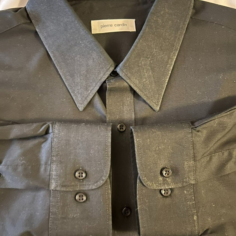 Pierre Cardin Men’s Black Long Sleeve Dress Shirt Size 18 34/35